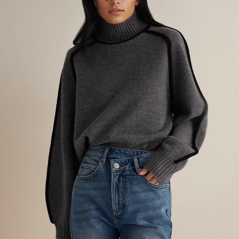 Liza | Damen Lässiger Winter Pullover | Rollkragen