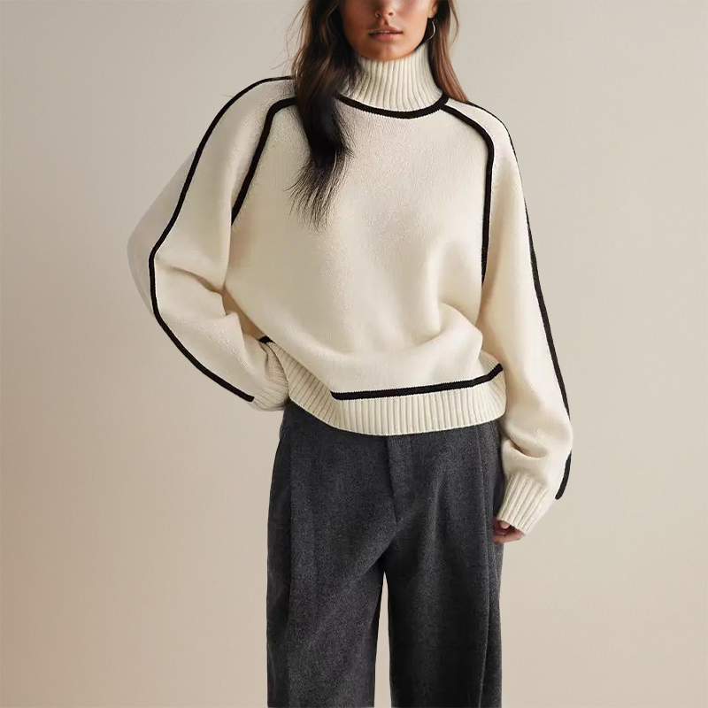 Liza | Damen Lässiger Winter Pullover | Rollkragen