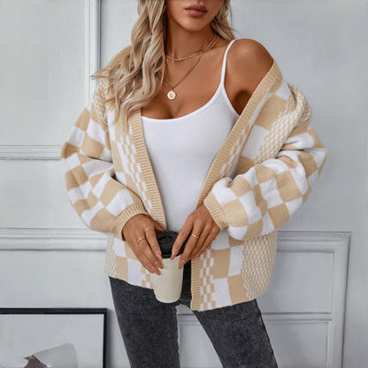 Damen Übergroßer Schick Lässige Strickjacke