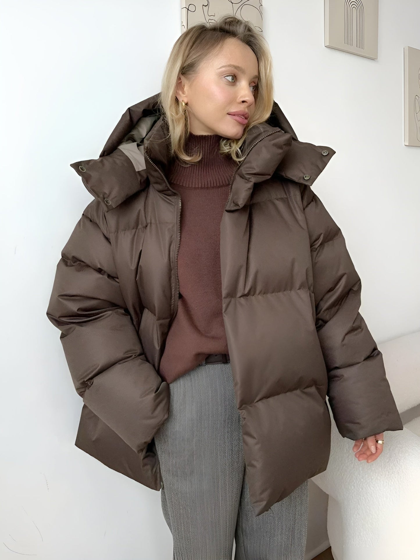 Leana | Damen Bequeme Gesteppt Kapuzen Jacke | Zipper