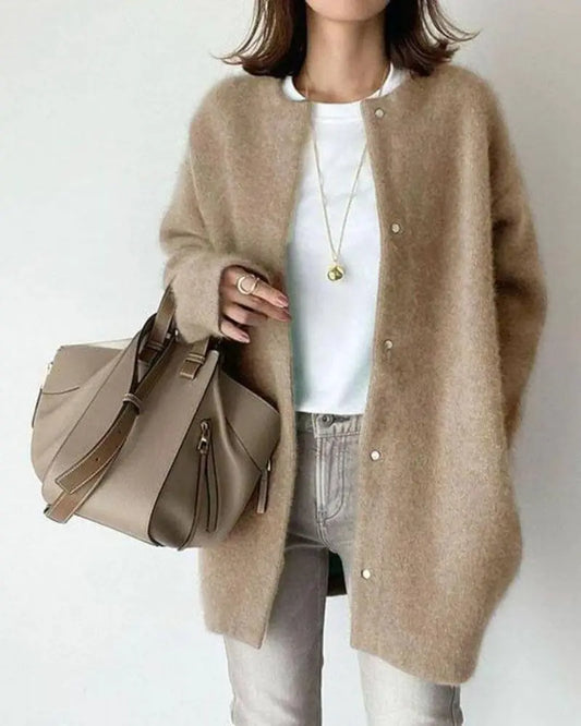 Damen Weiches Langes Warmes Lässige Strickjacke