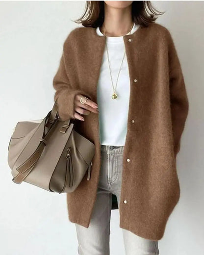 Damen Weiches Langes Warmes Lässige Strickjacke