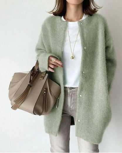Damen Weiches Langes Warmes Lässige Strickjacke