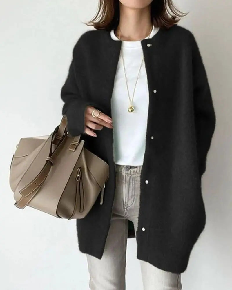 Damen Weiches Langes Warmes Lässige Strickjacke