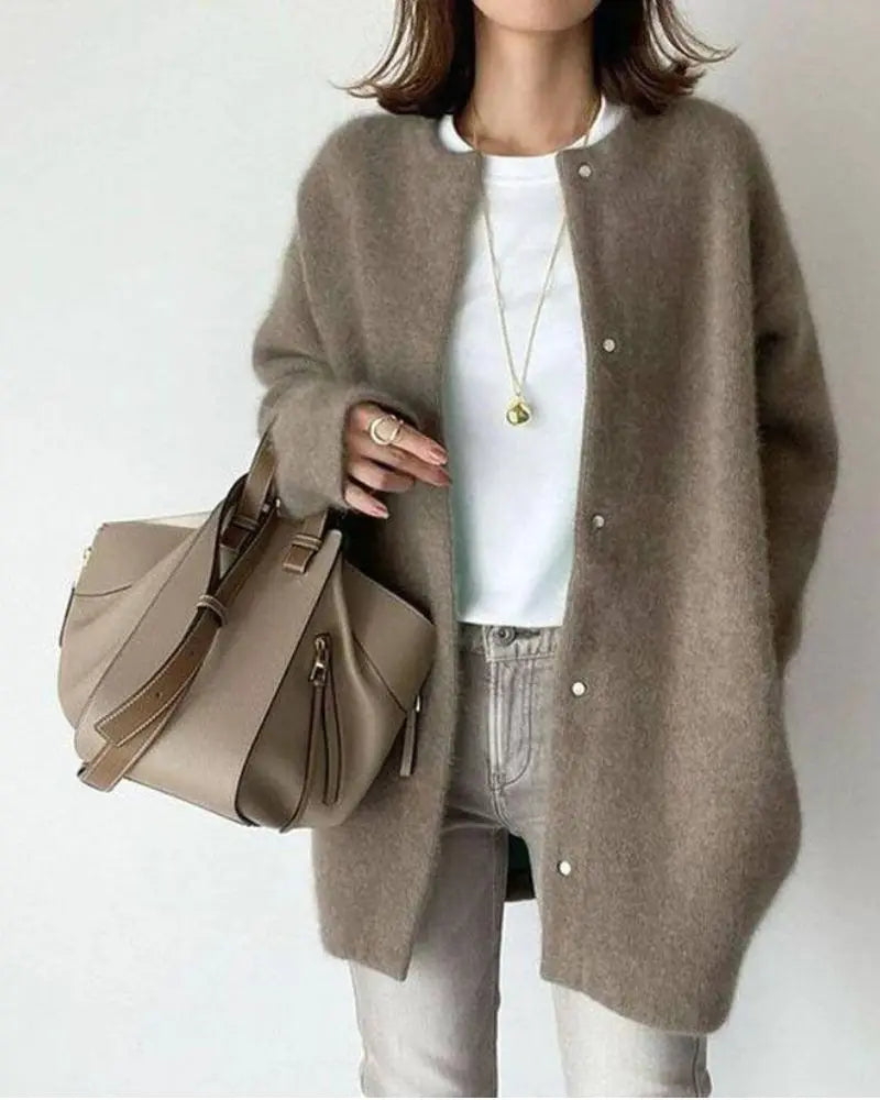 Damen Weiches Langes Warmes Lässige Strickjacke