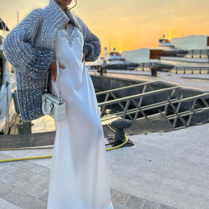 Damen Stilvoll Übergroß Elegante Strickjacke