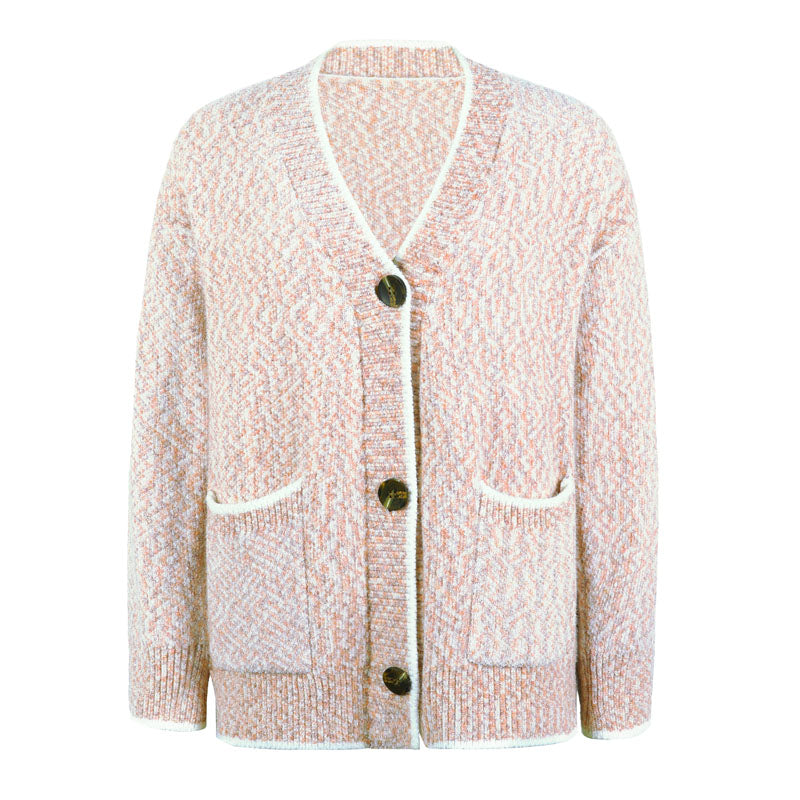 Damen Zwei Seiten Taschen Lässige Strickjacke