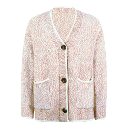 Damen Zwei Seiten Taschen Lässige Strickjacke