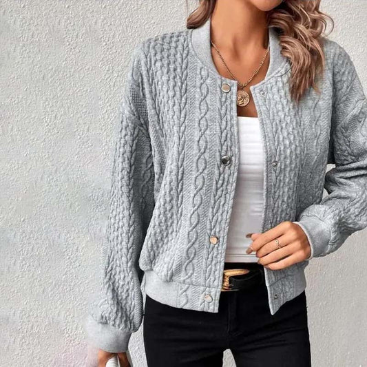 Nora | Damen Lässige Gestrickt Lose Strickjacke | Knopf Daunen