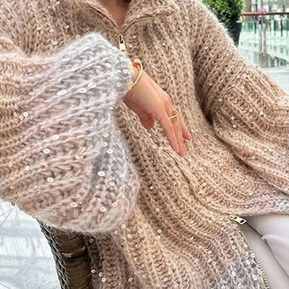 Damen Stilvoll Übergroß Elegante Strickjacke