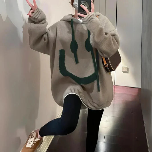 Damen Übergroßer Kapuzen Pullover