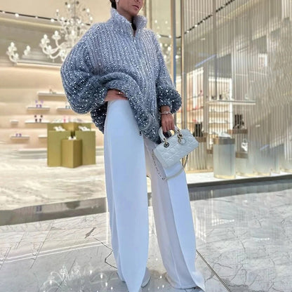 Damen Stilvoll Übergroß Elegante Strickjacke