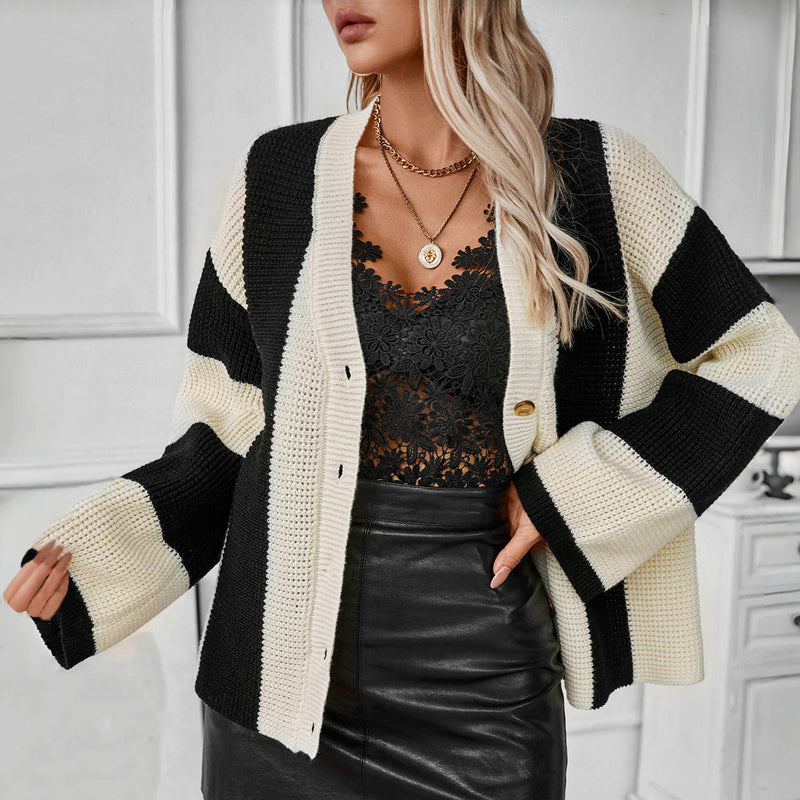 Damen Elegante Knopf Daunen Lässige Lose Strickjacke