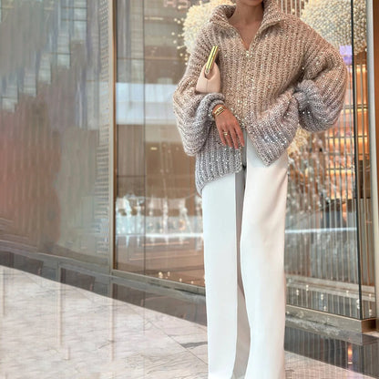 Damen Stilvoll Übergroß Elegante Strickjacke