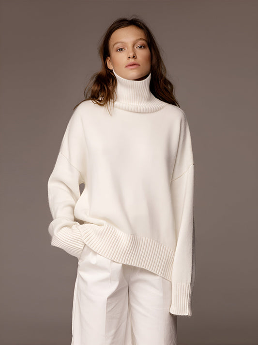 Kylie | Damen Stilvoller Rollkragen Strick Pullover | Locker
