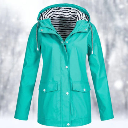 Joy | Damen Klassische Regen Wetterfeste Jacke | Mit Kapuze