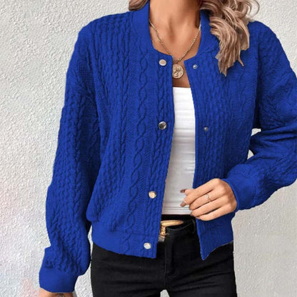 Nora | Damen Lässige Gestrickt Lose Strickjacke | Knopf Daunen