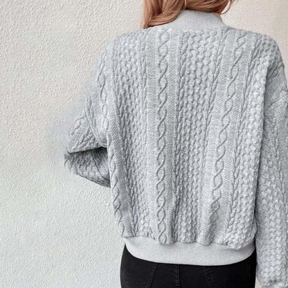 Nora | Damen Lässige Gestrickt Lose Strickjacke | Knopf Daunen