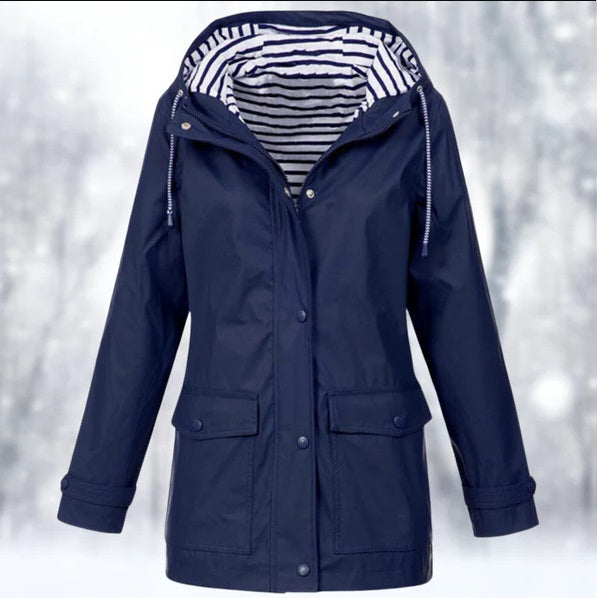 Joy | Damen Klassische Regen Wetterfeste Jacke | Mit Kapuze