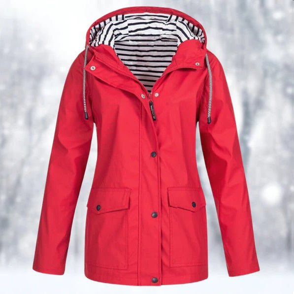 Joy | Damen Klassische Regen Wetterfeste Jacke | Mit Kapuze