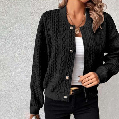 Nora | Damen Lässige Gestrickt Lose Strickjacke | Knopf Daunen