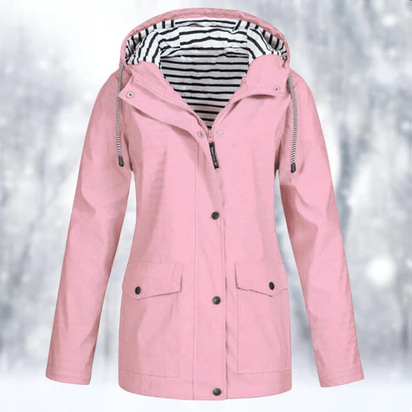 Joy | Damen Klassische Regen Wetterfeste Jacke | Mit Kapuze