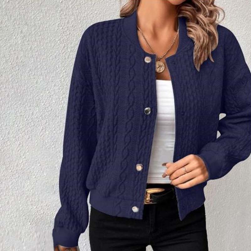 Nora | Damen Lässige Gestrickt Lose Strickjacke | Knopf Daunen