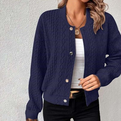 Nora | Damen Lässige Gestrickt Lose Strickjacke | Knopf Daunen