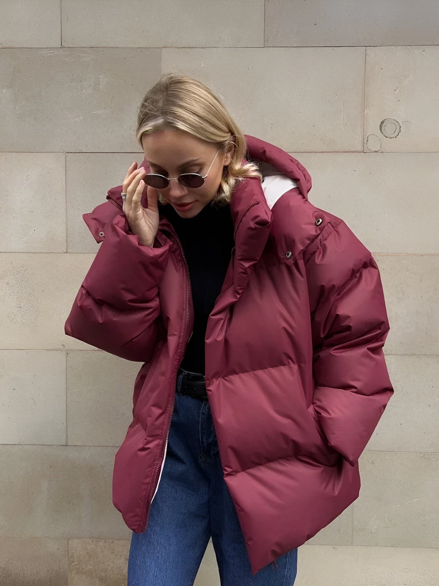 Leana | Damen Bequeme Gesteppt Kapuzen Jacke | Zipper