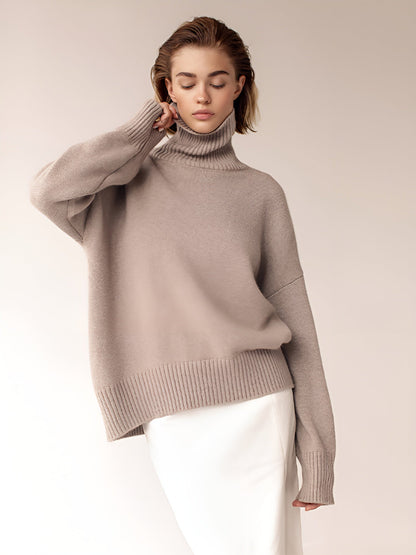 Kylie | Damen Stilvoller Rollkragen Strick Pullover | Locker
