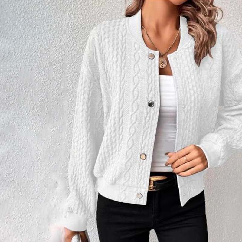Nora | Damen Lässige Gestrickt Lose Strickjacke | Knopf Daunen
