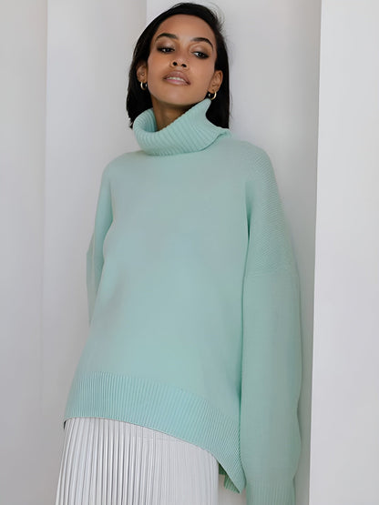 Kylie | Damen Stilvoller Rollkragen Strick Pullover | Locker