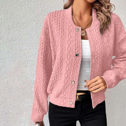Nora | Damen Lässige Gestrickt Lose Strickjacke | Knopf Daunen