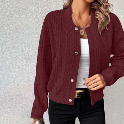 Nora | Damen Lässige Gestrickt Lose Strickjacke | Knopf Daunen