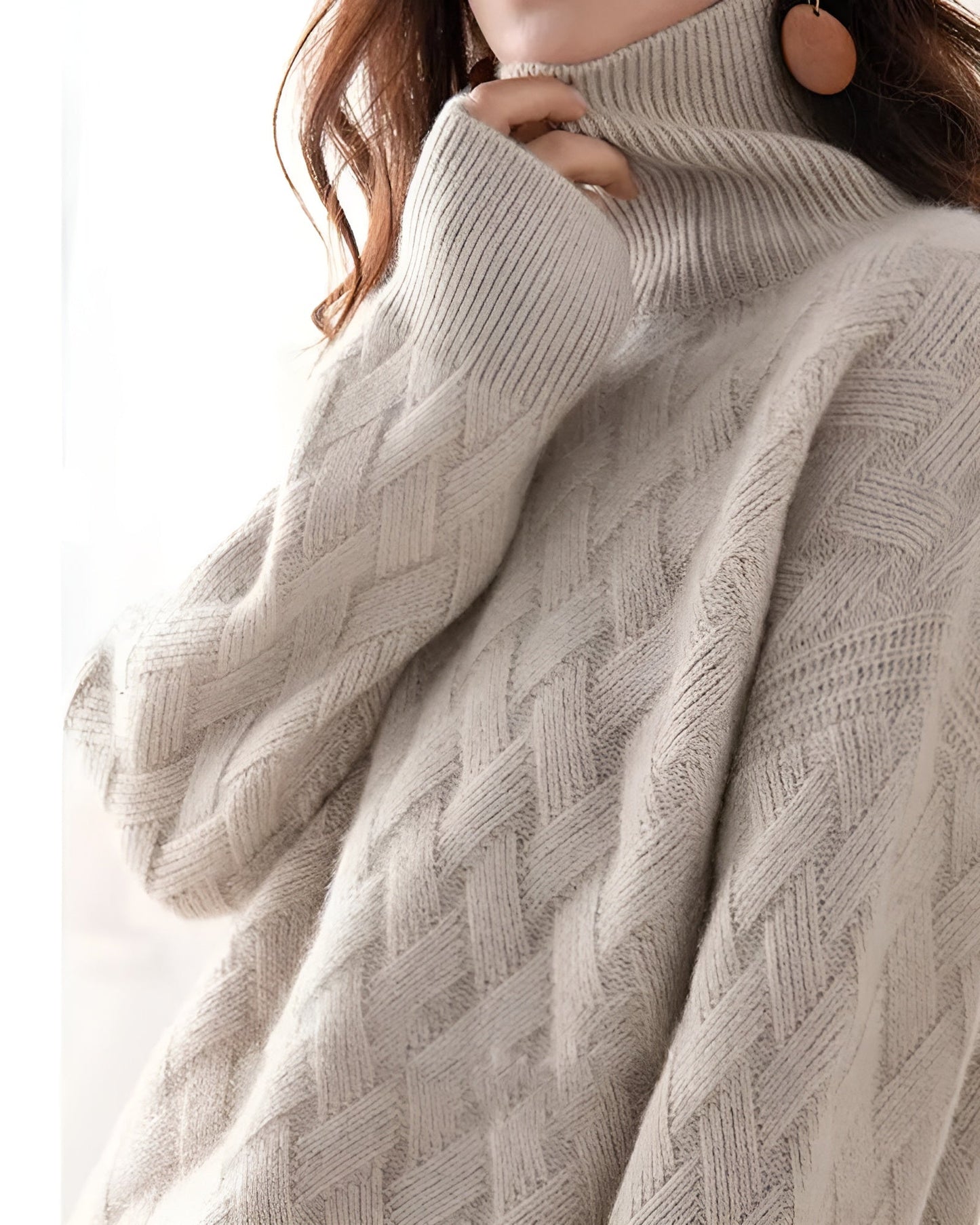 Melanie | Damen Lässiger Oversize Rollkragen Pullover | Strick