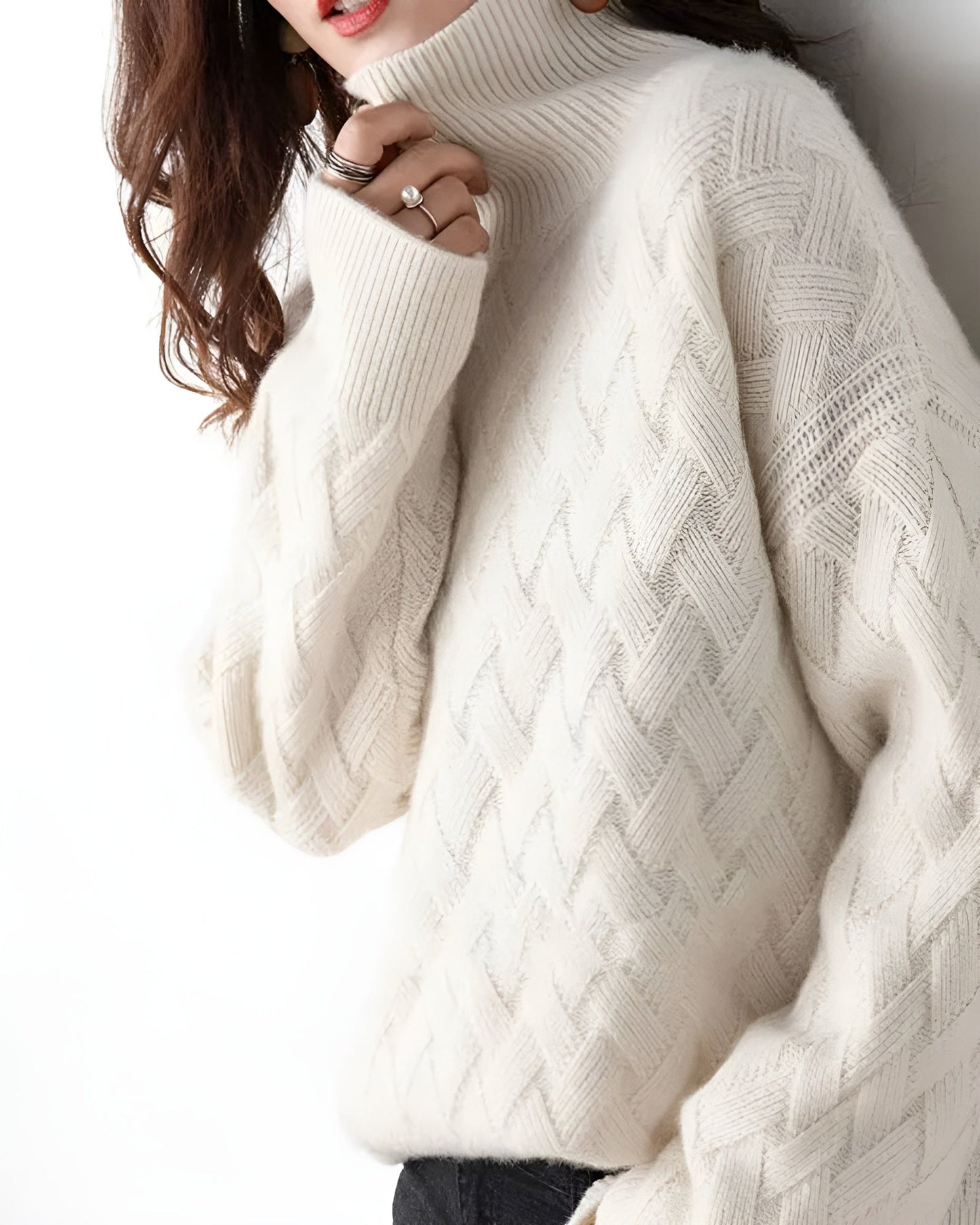 Melanie | Damen Lässiger Oversize Rollkragen Pullover | Strick