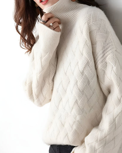 Melanie | Damen Lässiger Oversize Rollkragen Pullover | Strick