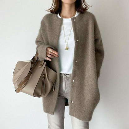 Rina | Damen Elegante Weiche Einreihige Strickjacke | Warm