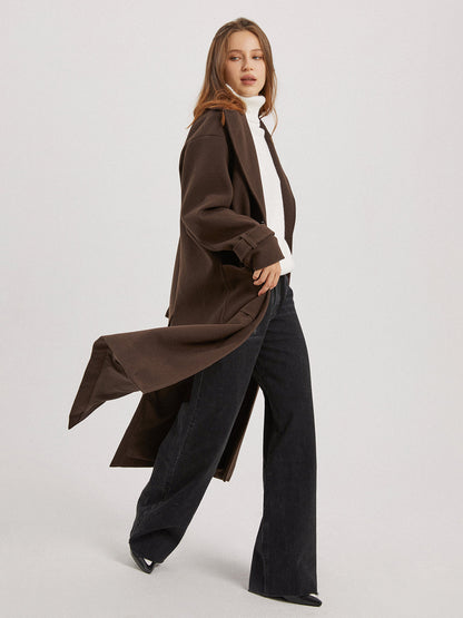 Amira | Damen Klassischer Winter Trench Mantel | Lang