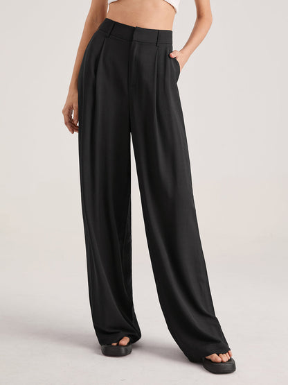 Luna | Damen Übergroße Hohe Taille Hose |  Plissee Front