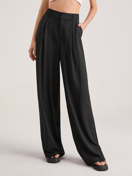 Luna | Damen Übergroße Hohe Taille Hose |  Plissee Front