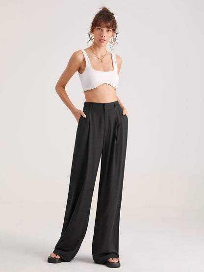 Luna | Damen Übergroße Hohe Taille Hose |  Plissee Front