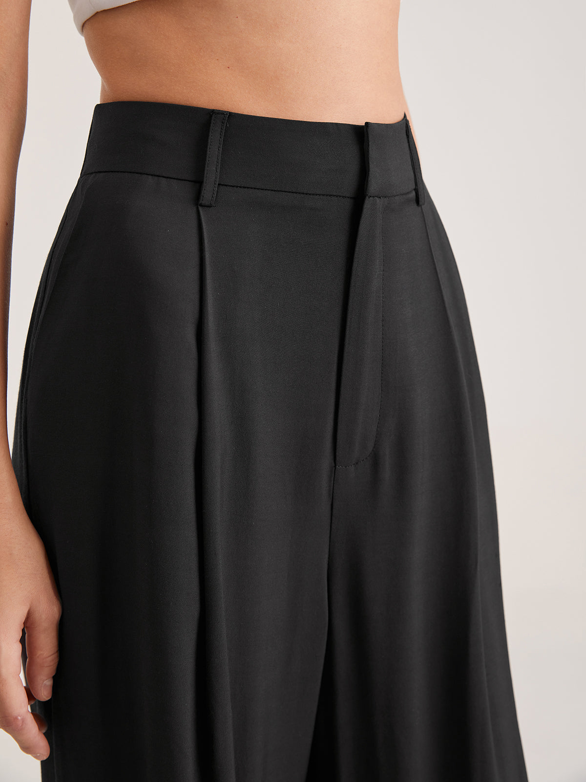 Luna | Damen Übergroße Hohe Taille Hose |  Plissee Front