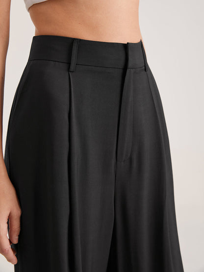 Luna | Damen Übergroße Hohe Taille Hose |  Plissee Front