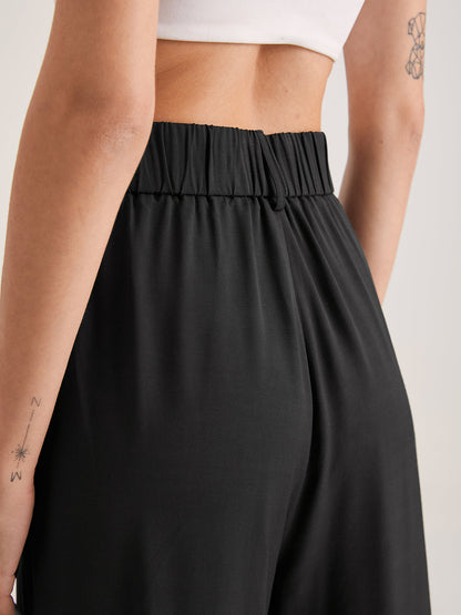 Luna | Damen Übergroße Hohe Taille Hose |  Plissee Front