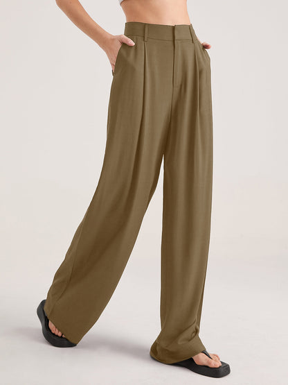 Luna | Damen Übergroße Hohe Taille Hose |  Plissee Front