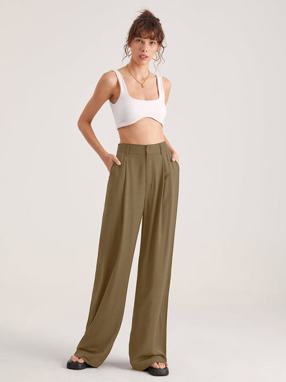 Luna | Damen Übergroße Hohe Taille Hose |  Plissee Front