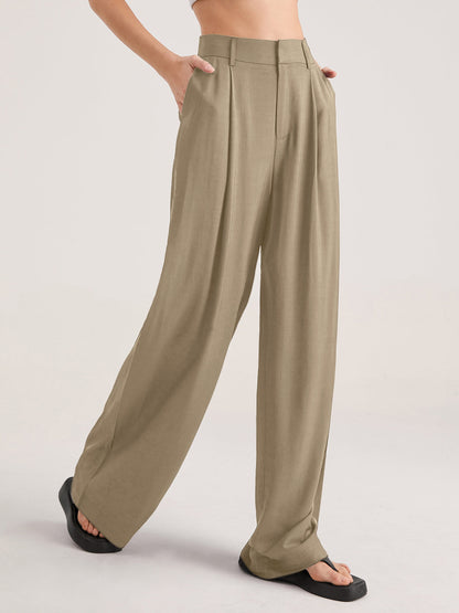 Luna | Damen Übergroße Hohe Taille Hose |  Plissee Front