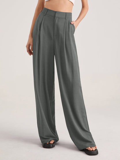 Luna | Damen Übergroße Hohe Taille Hose |  Plissee Front