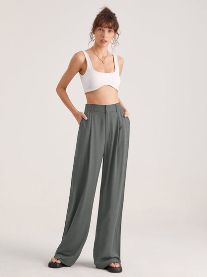 Luna | Damen Übergroße Hohe Taille Hose |  Plissee Front